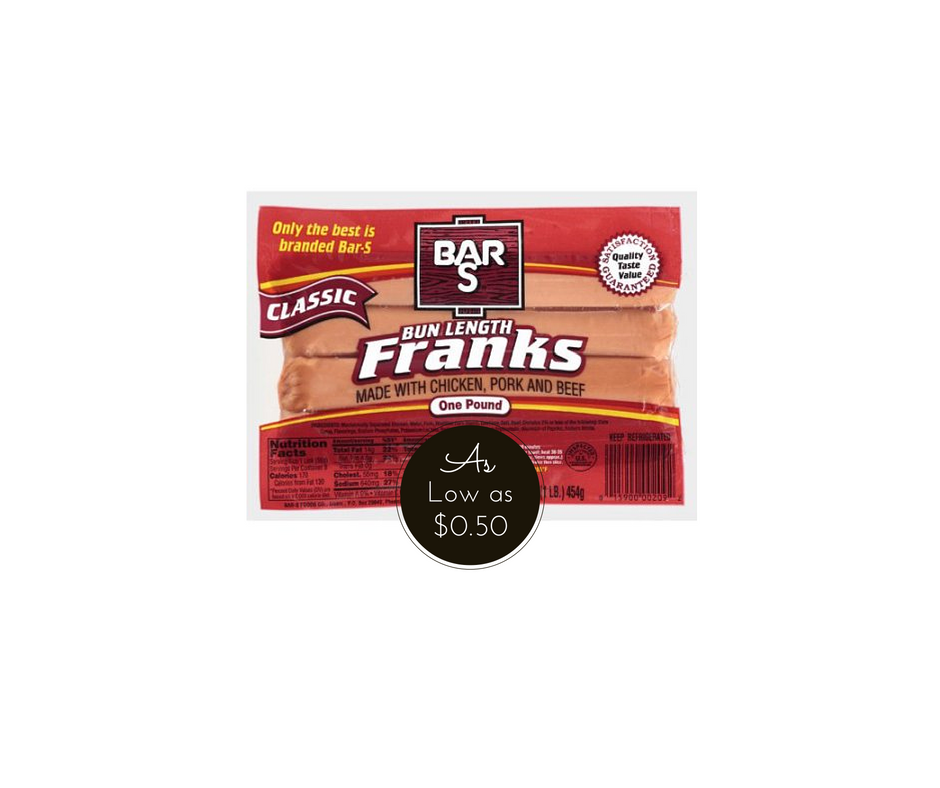 Bar-S Coupon, Pay $0.50 for Franks