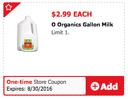o organics milk sale
