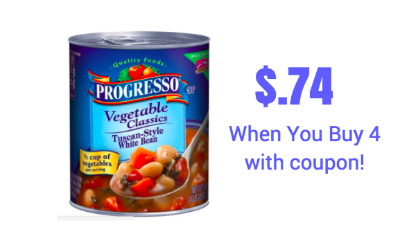 Progresso $.74 with coupon