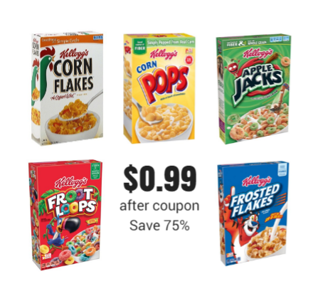 Kellogg's Cereal Coupons, Pay as Low as $0.99