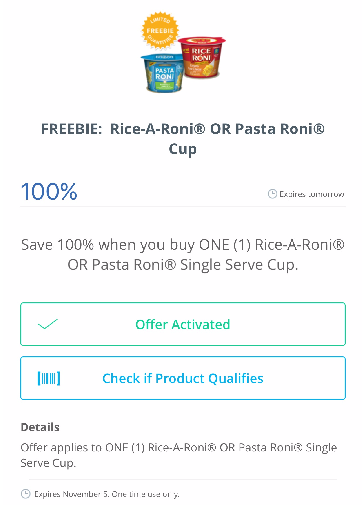 FREE Rice-A-Roni or Pasta Roni Cup