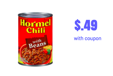 Hormel Chili just $.49