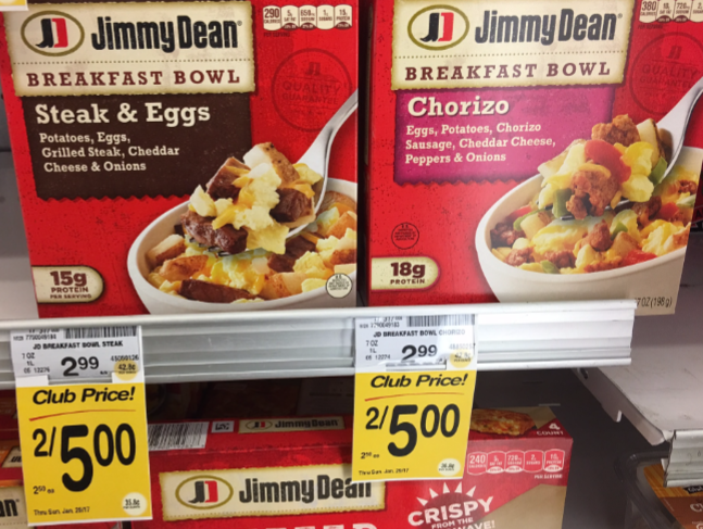 Pay $1.50 for Jimmy Dean Breakfast Bowls 