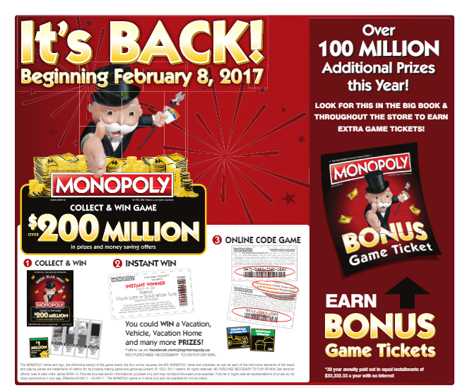 Safeway Monopoly is Back - Over $200 Million in Prizes and Money Savings Offers
