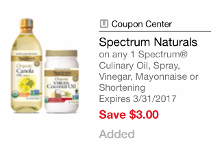 HIGH VALUE $3.00 Spectrum Coupon - Pay as Low as $3.99 for Organic Coconut Oil
