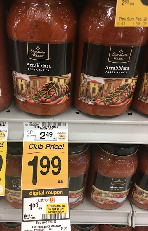 signature select pasta sauce