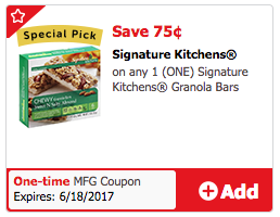 signature kitchens granola bars coupon