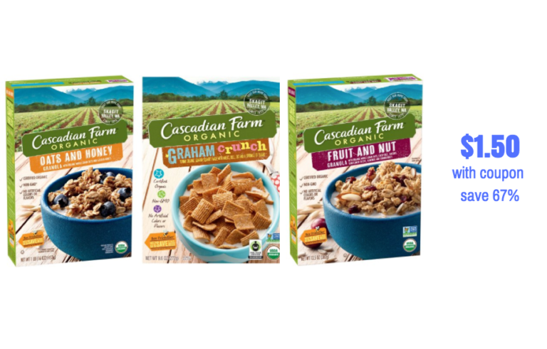 New Cascadian Farm Cereal Coupon Pay Just $1.50 for Organic Cereal ...