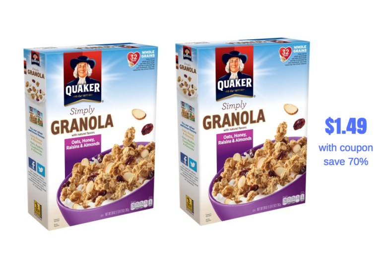 Quaker Granola Just $1.49 With 50% off Quaker Sale and Coupon - Save 70 ...