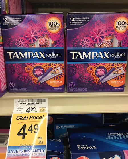 tampax radiant tampons