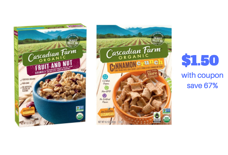 Cascadian Farm Organic Cereal Just $1.50 With Coupon and Sale at ...