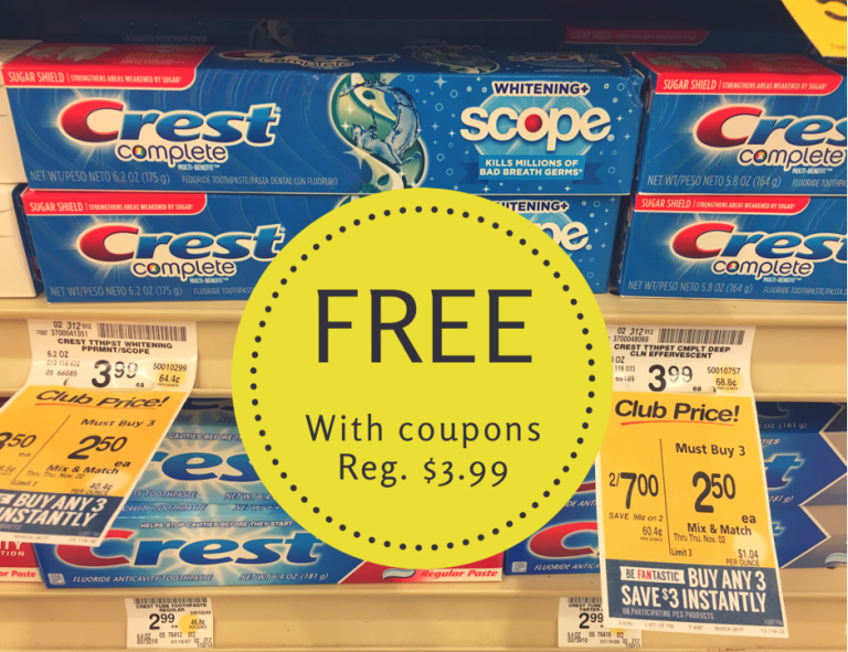 3 FREE Crest Complete Toothpastes With New Sale and Coupons Super Safeway