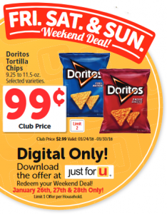 Doritos Coupon, Pay $0.99 (Friday - Sunday) - Super Safeway