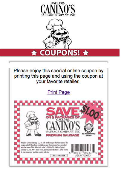 caninos sausage coupon