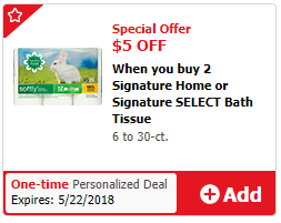 Signature bath tissue coupon