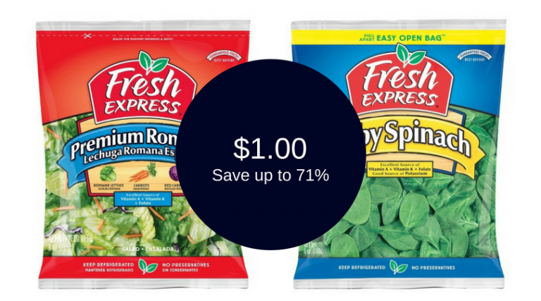 Fresh Express Salad or Spinach Coupon, Only $1.00 (Save up to 71% ...