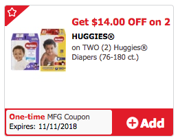 $14 off 2 Huggies Coupon