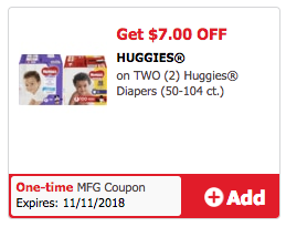 $7 off Huggies Coupon