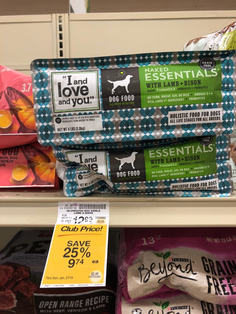 I and Love and You Naked Essentials Dog Food 4 lbs. Just 6.74 at Safeway (Reg. 12.99) Super