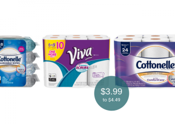 Cottonelle Toilet Paper $4.24, Wipes 4 Ct. $3.99, & Viva Towels $4.49 at Safeway