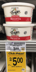 Frigo Ricotta for $1.50 with NEW Coupon at Safeway - Super Safeway