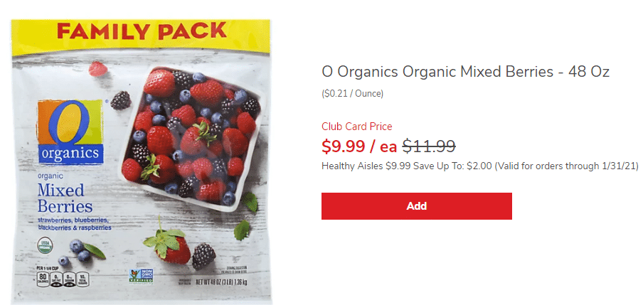 o organics berries 48 oz