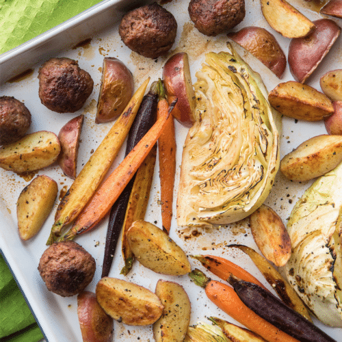 Sheet Pan Corned Beef Meatballs and Cabbage Super Safeway