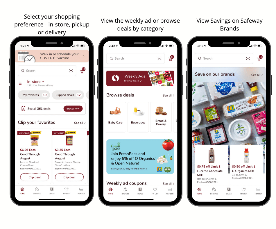 safeway app home screen