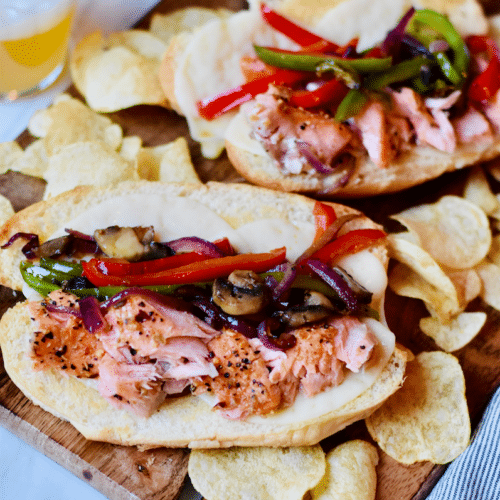 Sheet Pan Salmon Cheesesteak Super Safeway
