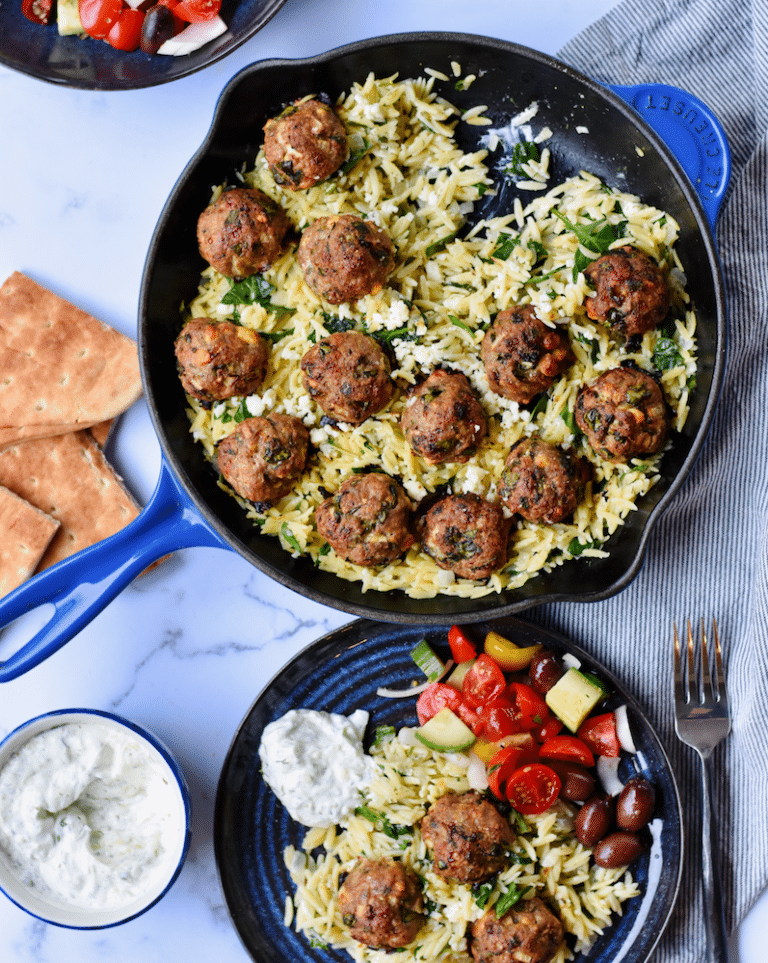 Greek Turkey Meatballs With Lemon Feta Orzo Super Safeway