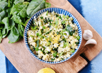 Greek Spinach and Rice Spanakorizo Recipe with Cauliflower Rice